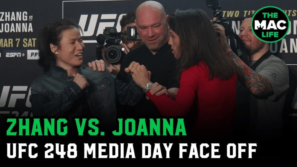 Zhang Weili tells Joanna Jedrzejczyk to "shut up" during face off | UFC 248 Media Day
